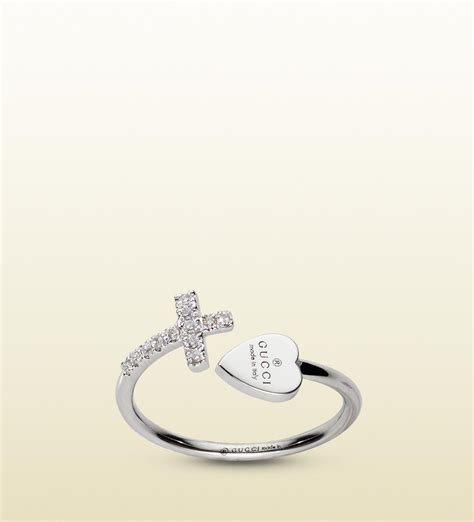 heart ring with gucci trademark|gucci heart and cross ring.